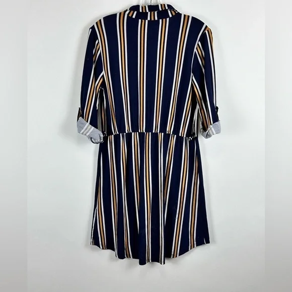 Women's 3/4 Sleeve Striped Travel Dress - Picture 7 of 9